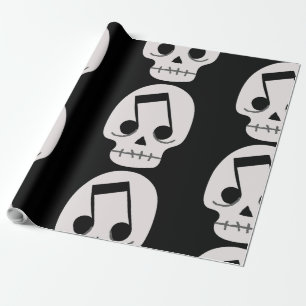 goth music note eyes skull  wrapping paper