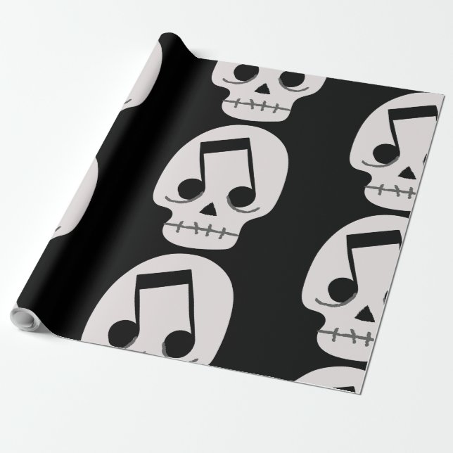 goth music note eyes skull  wrapping paper (Unrolled)