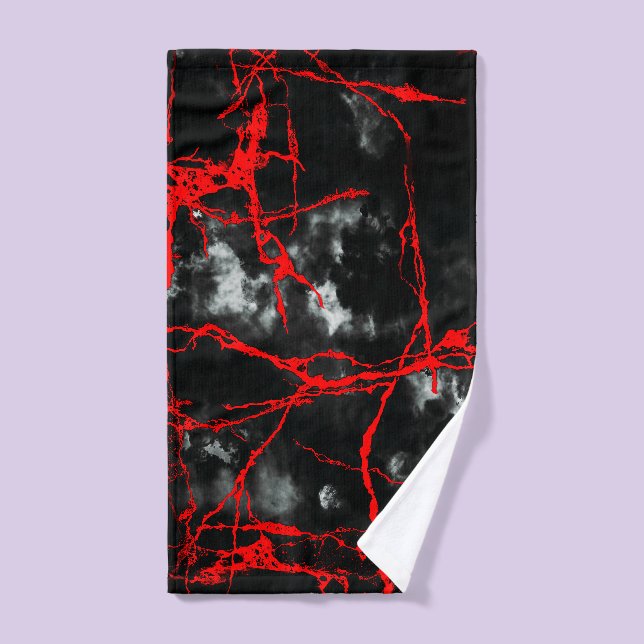 Goth nocturne d'horreur - Noir et Blanc, Rouge (Serviette à main)