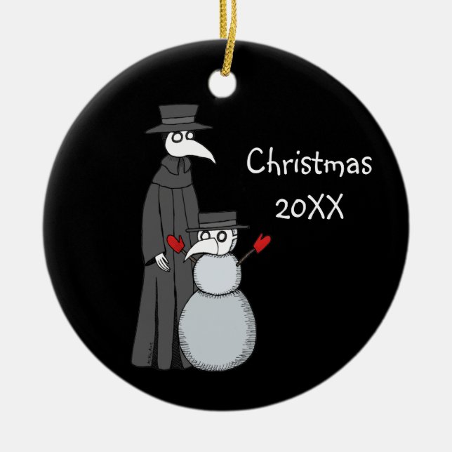 Goth ornement de Noël Peste Docteur Snowman (Devant)