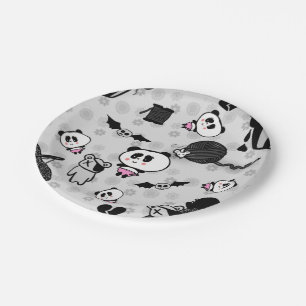 Goth Panda Baby Skull Cupcakes Doodles Paper Plate