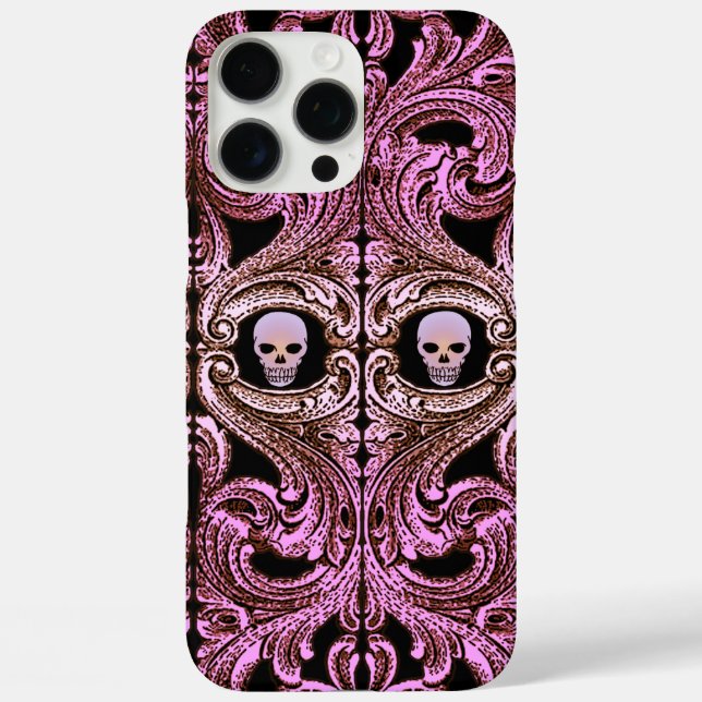 Goth Pink Ornament with Skull Case-Mate iPhone Case (Back)