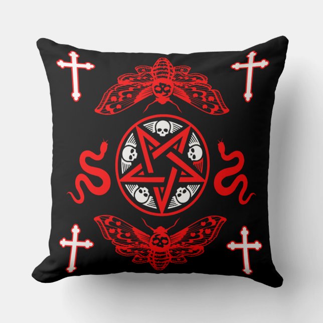 Goth Post Punk Fashion Throw Pillow (Front)