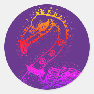 GOTH PUNK ROCKER FLAMINGO, SKULLS, SPIKED HAIR CLASSIC ROUND STICKER