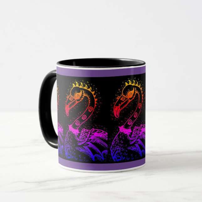 GOTH PUNK ROCKER FLAMINGO, SKULLS, SPIKED HAIR MUG (Front Left)