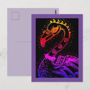 GOTH PUNK ROCKER FLAMINGO, SKULLS, SPIKED HAIR POSTCARD