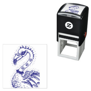 GOTH PUNK ROCKER FLAMINGO, SKULLS, SPIKED HAIR SELF-INKING STAMP