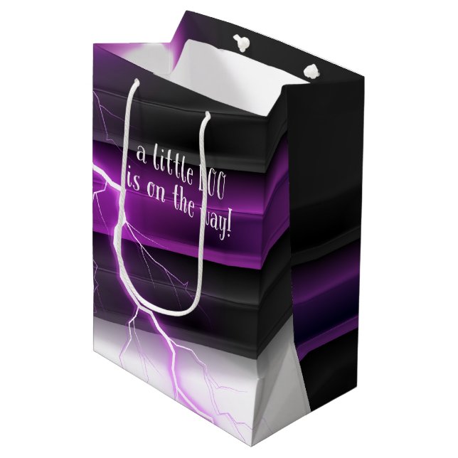 Goth Purple Black Halloween Event Baby Shower Medium Gift Bag (Front Angled)