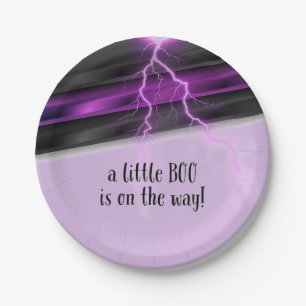 Goth Purple Black Halloween Event Baby Shower Paper Plate