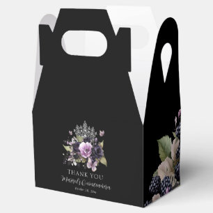 Goth Purple & Black Moody Florals Quinceañera  Favor Box