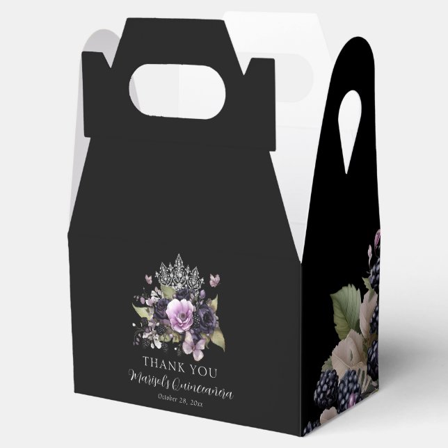 Goth Purple & Black Moody Florals Quinceañera  Favor Box (Opened)