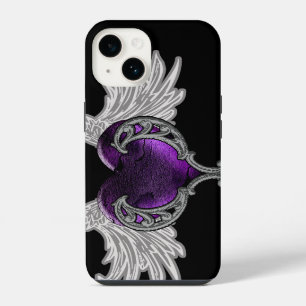 Goth Purple Heart with Angel Wings iPhone 14 Case