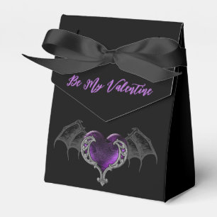 Goth Purple Heart With Bat Wings Personalize Favor Box