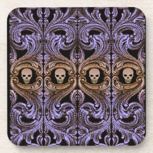 Goth Purple Ornament and Skull Coaster