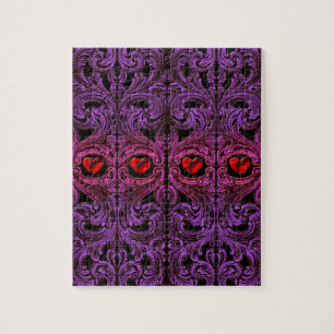 Goth Purple Ornament with Heart Jigsaw Puzzle