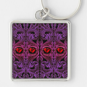 Goth Purple Ornament with Heart Keychain