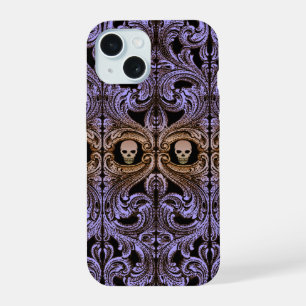 Goth Purple Ornament With Skull iPhone 15 Case
