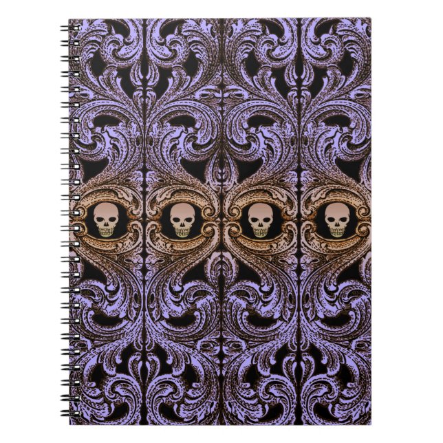 Goth Purple Ornament With Skull Notebook (Front)