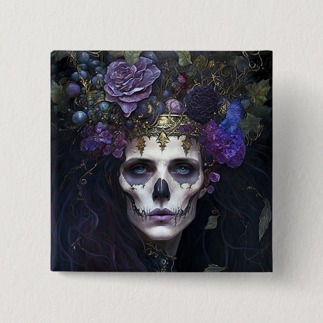 Goth Queen Fantasy Art 2 Inch Square Button (Front)