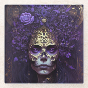 Goth Queen Fantasy Art Glass Coaster