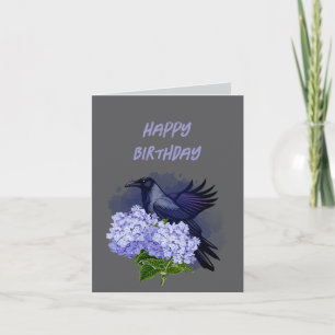 Goth Raven Crow Birthday Greeting Card