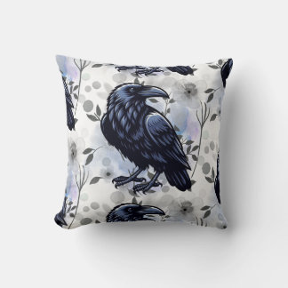 Goth Raven Throw Pillow