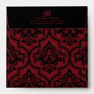 Goth Red Black Damask Wedding Envelope