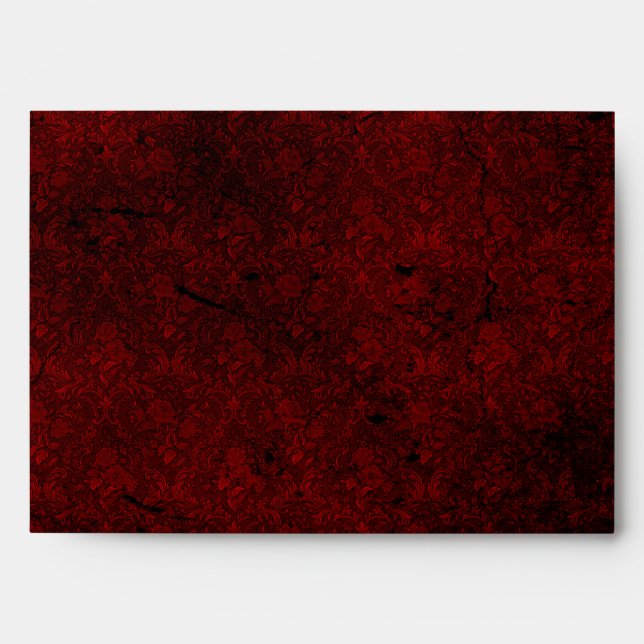 Goth Red Damask Argent Heart Mariage Enveloppe (Devant)
