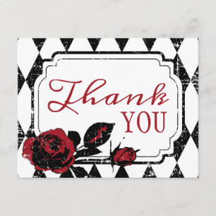 Goth Red Rose Grunge Diamant Carte de remerciement