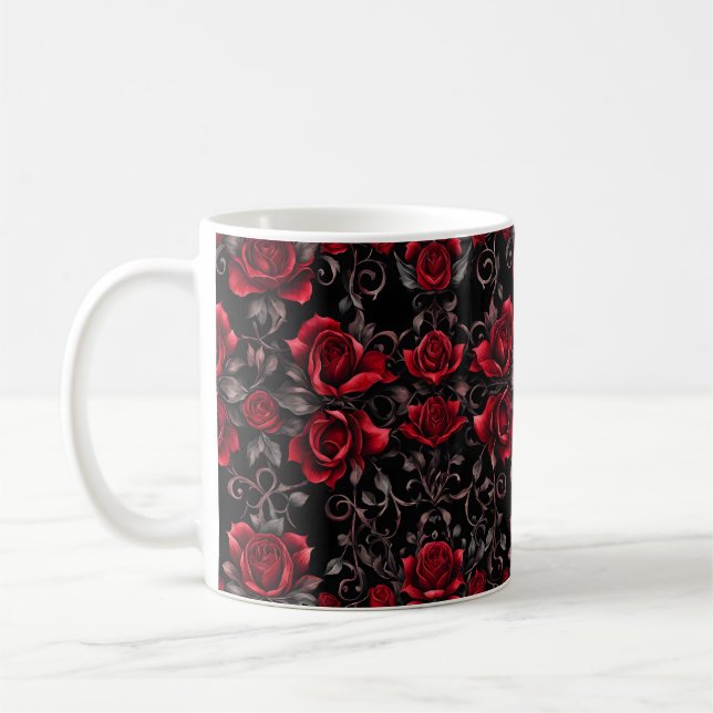 Goth Red Roses on Black #3 Coffee Mug (Left)
