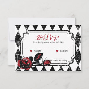 Goth Rose Grunge Diamond Imprimer carte RSVP
