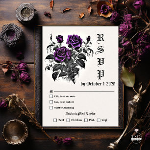 Goth Roses Deep Amethyst Purple RSVP Card