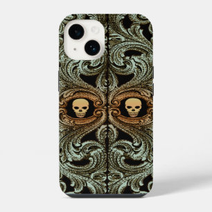 Goth Sage Green Ornament With Skull iPhone 14 Case