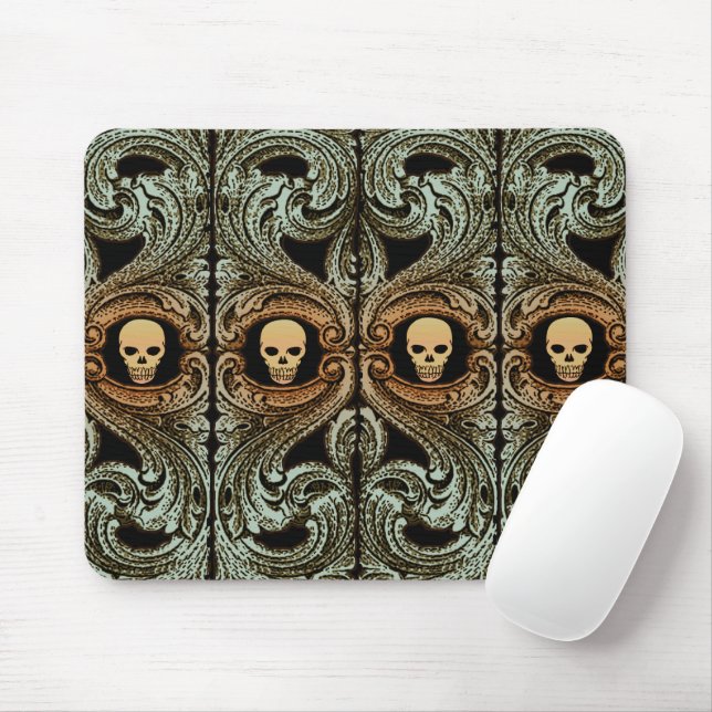 Goth Sage Green Ornament With Skull Mouse Pad (With Mouse)