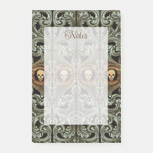 Goth Sage Green Ornament With Skull Post-it Notes (Front)