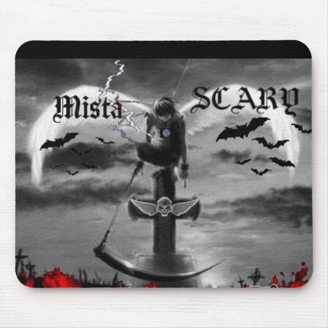 Goth Scene Angel Cross M.S. Logo Wing Skull Pad Mouse Pad (Front)