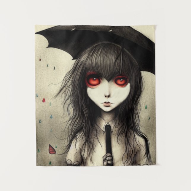 Goth School Girl accrochant la tapisserie (Devant)