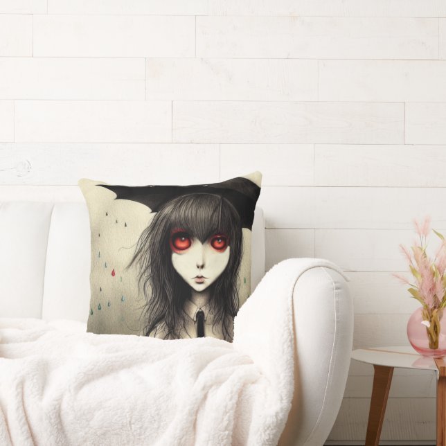 Goth School Girl  Throw Pillow (Couch)