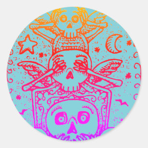 GOTH SEE NO EVIL, CEMETERY SKELETON STICKERS Fun