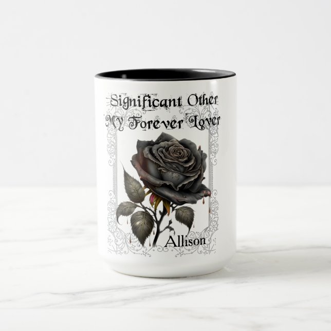 Goth Significant Other Black Rose Mug (Center)