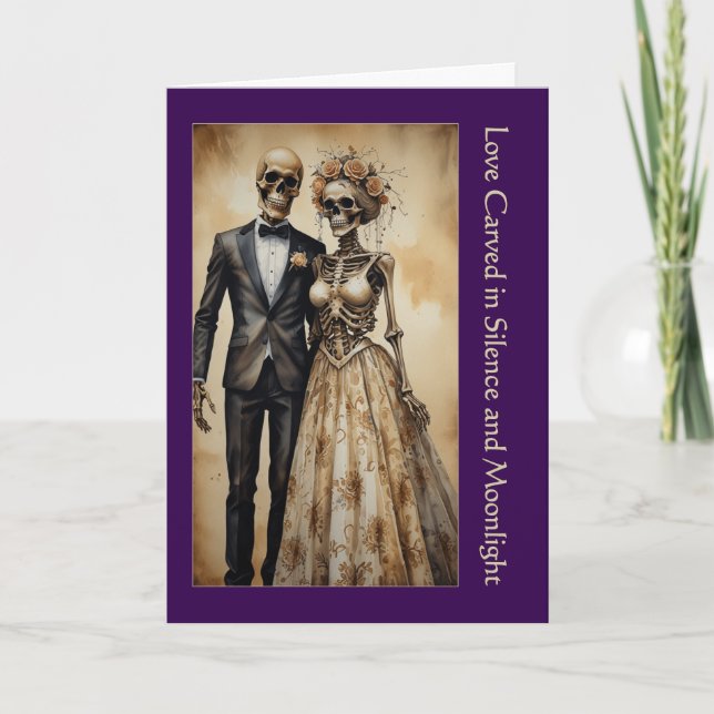 Goth Skeleton Couple Dark Romance Valentines Card (Front)