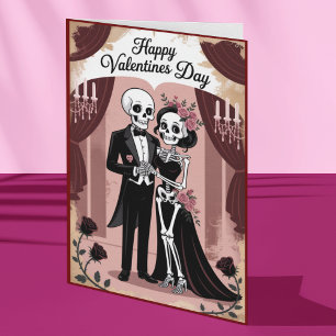 Goth Skeleton Couple Valentine Day Romance  Card