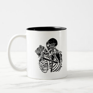goth skeleton lovers valentines Two-Tone coffee mug