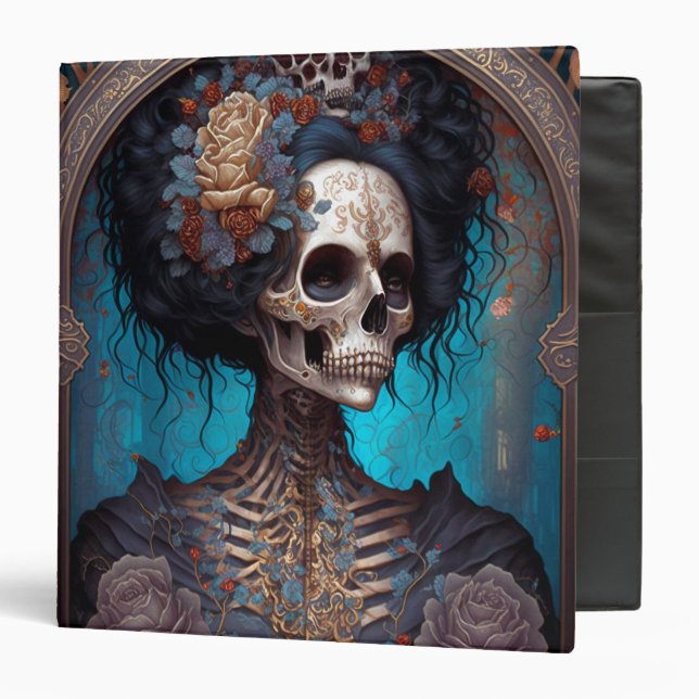 Goth Skeleton Skull Woman Gothic Binder (Front/Inside)