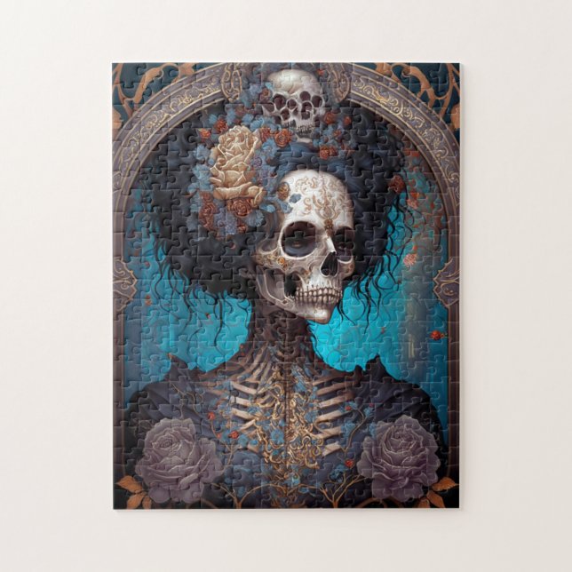 Goth Skeleton Skull Woman Gothic Jigsaw Puzzle (Vertical)
