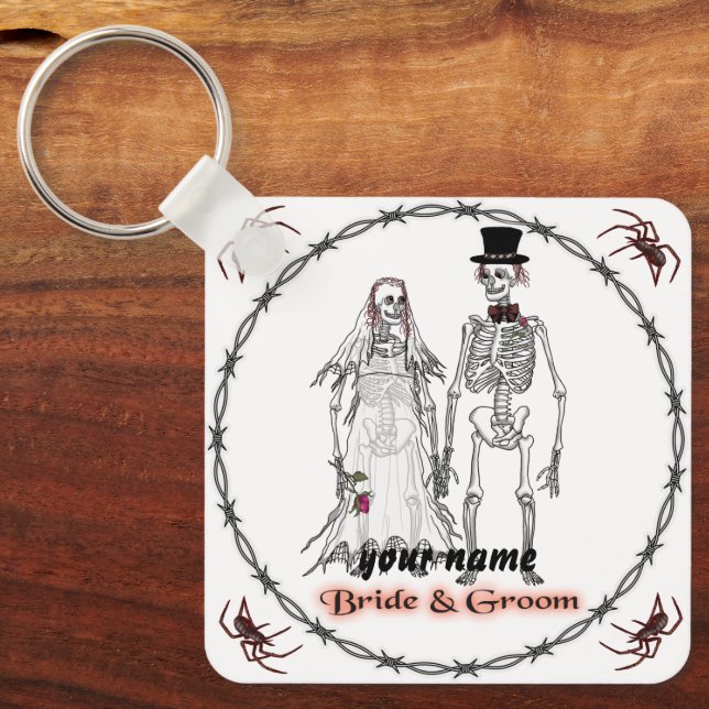 Goth Skeleton Wedding keychain (Front)