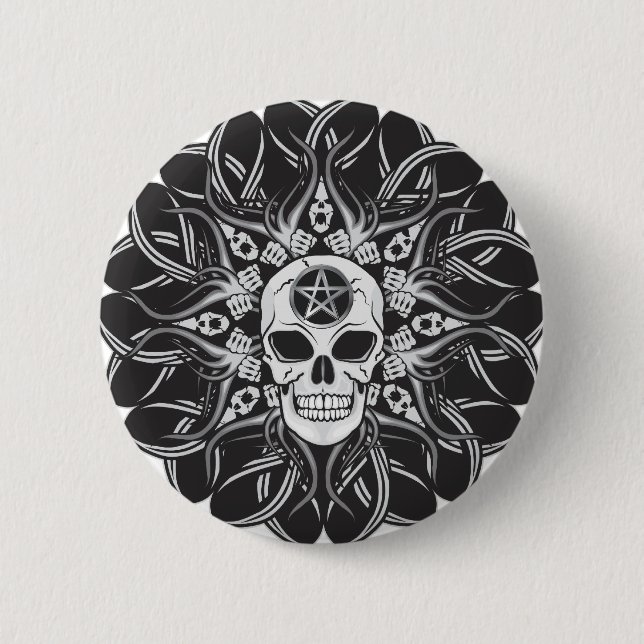 Goth Skull 2 Inch Round Button (Front)