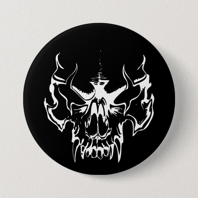 Goth Skull 3 Inch Round Button (Front)