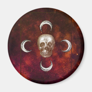 Goth Skull and Moon Celestial  Magnet