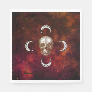 Goth Skull and Moon Celestial Napkin